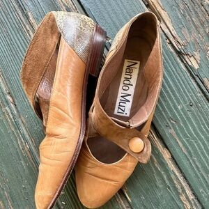 Nando Muzi Brown and Tan Leather Flats